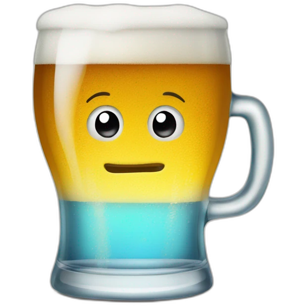 half-empty glass of beer with handle emoji