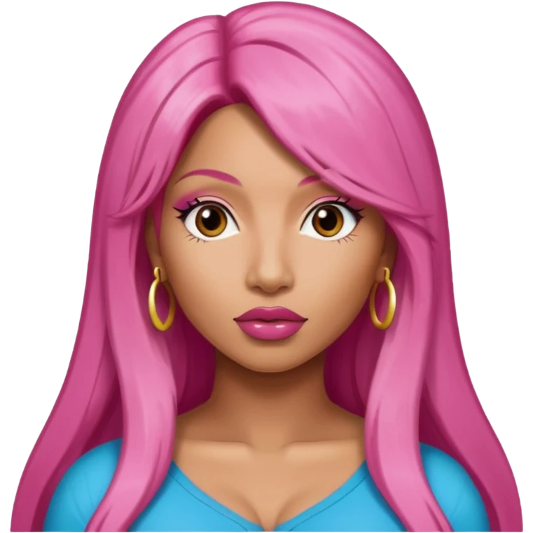Nicki Minaj with long dark pink hair emoji