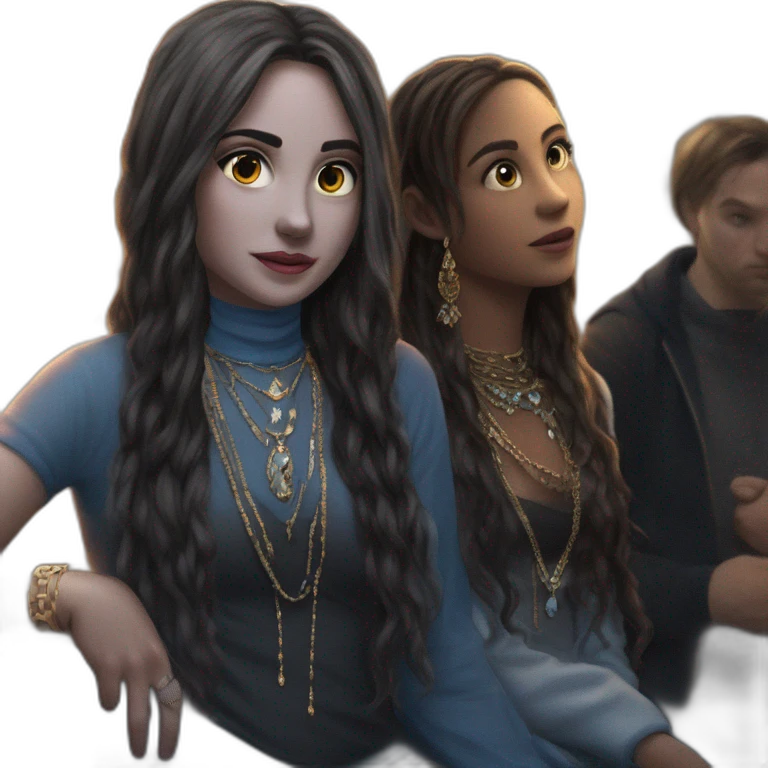 girls with long hair and jewelry emoji