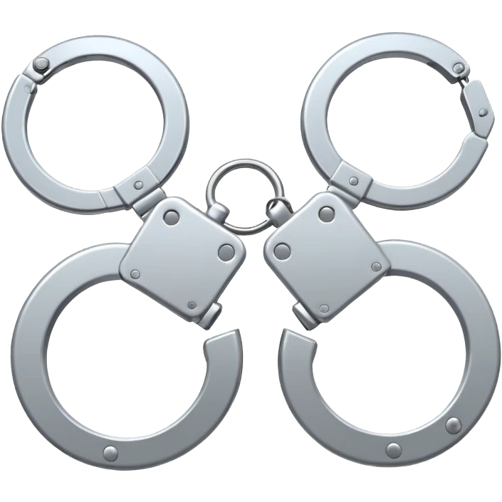  metallic handcuffs emoji, reflective metal, simple flat vector design, futuristic style emoji