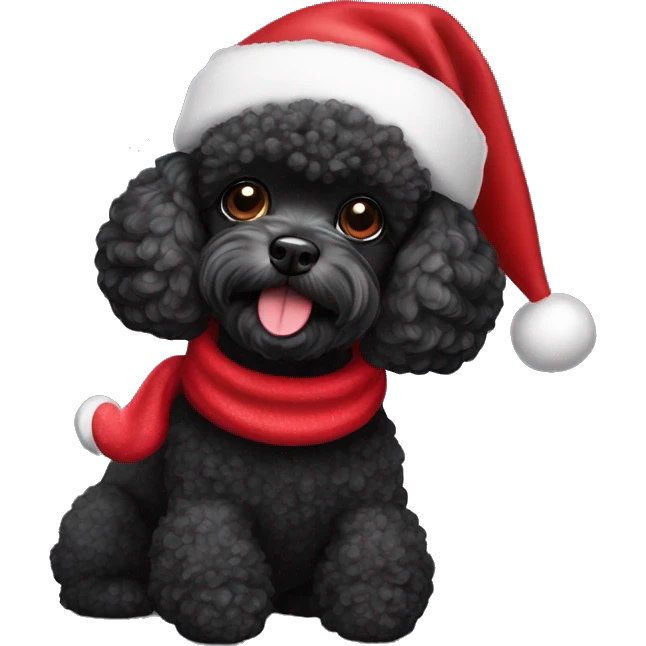 Black toy poodle dog with Santa hat  emoji