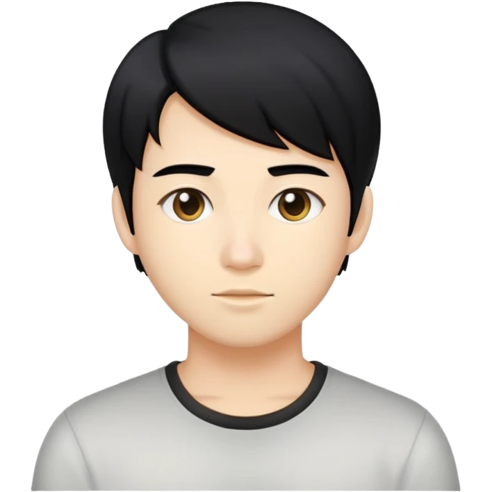 nam 25 tuổi, tóc màu đen nhuộm highlight vàng vuốt ngược, da trắng, mặt ngầu emoji