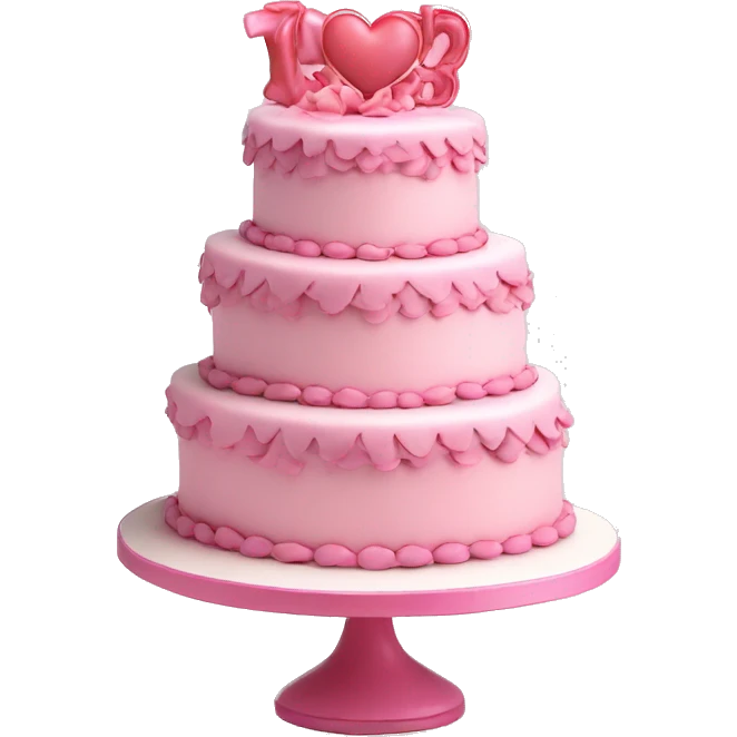 Birthday cake heart ruffles pink coquette three tier emoji
