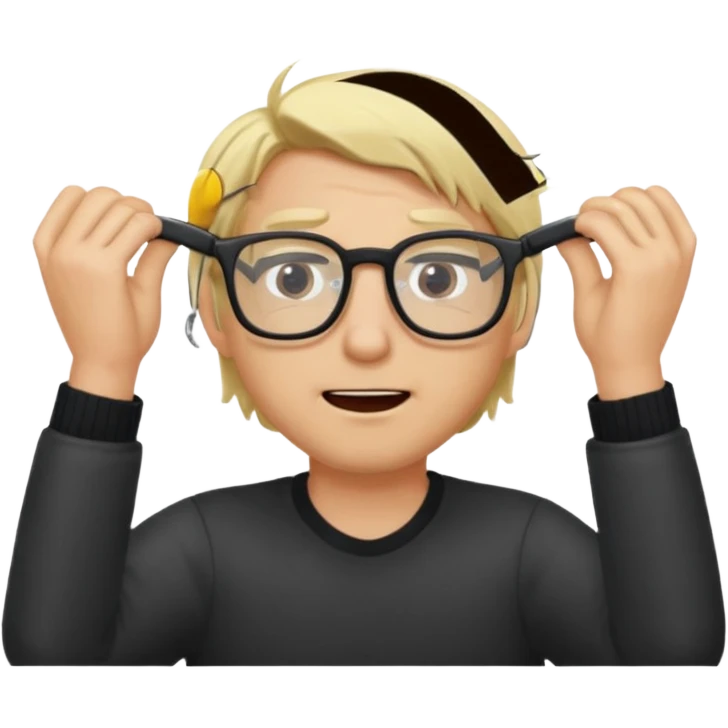 Man pulling hair out with glasses and blonde emoji