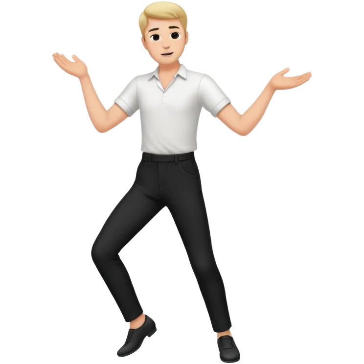 танцующий мужчина в полный рост в рубашке белой и черных брюках emoji