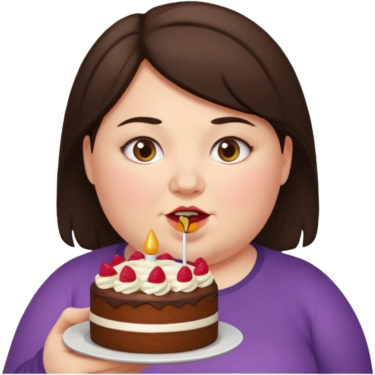 Fat brunette lesbian eating cake emoji