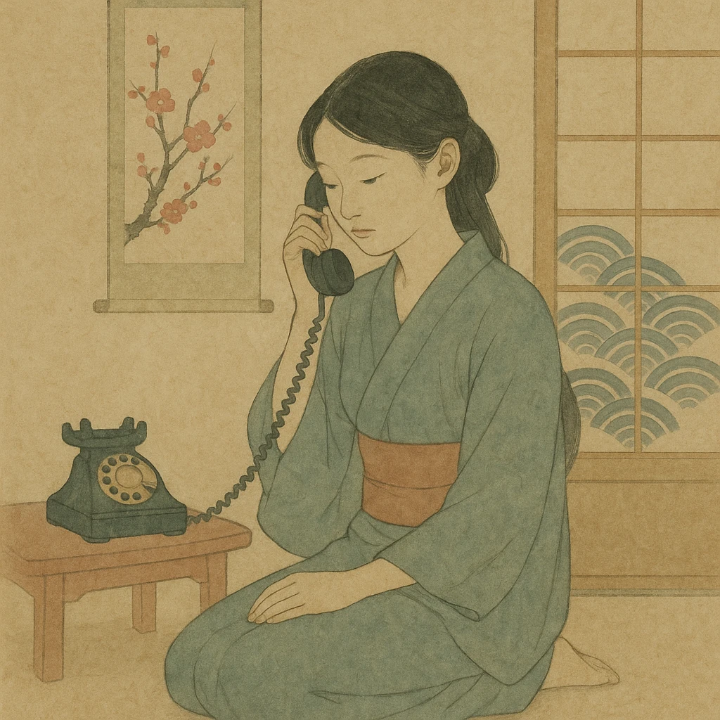 girl talking on telephone in her room emoji