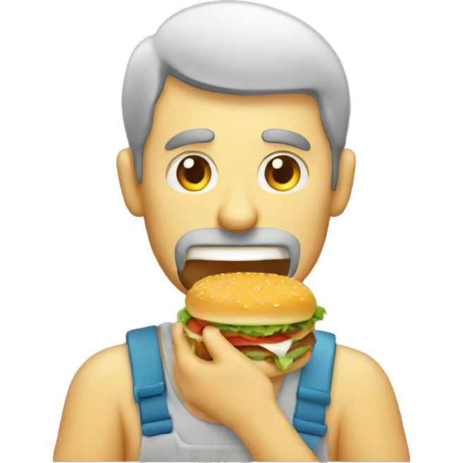 A man eating Burgar emoji