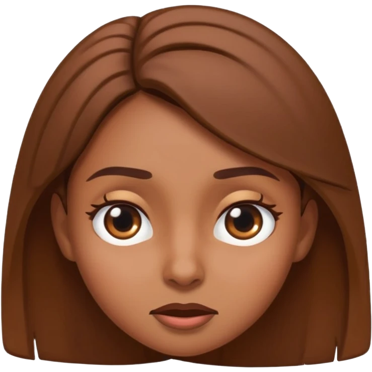 brown-skinned girl emoji rolling her eyes, expressive face, head slightly tilted, unimpressed, simple cartoon style emoji
