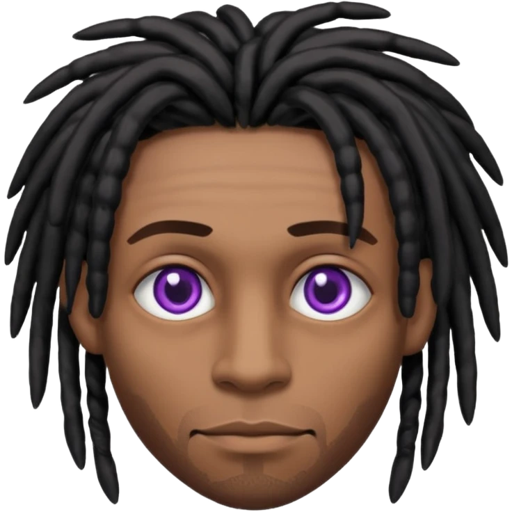 Brown skin male with black dreads and purple eyes  emoji