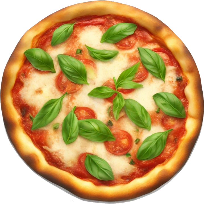 Fire roasted Margarita pizza with basil emoji