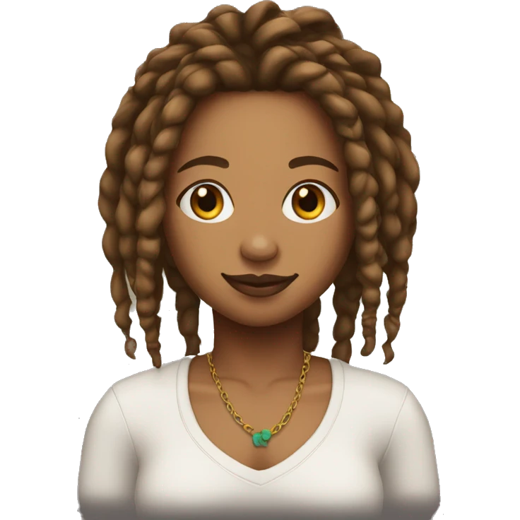 A chingy girl with dreadlocks with brown skin tone emoji