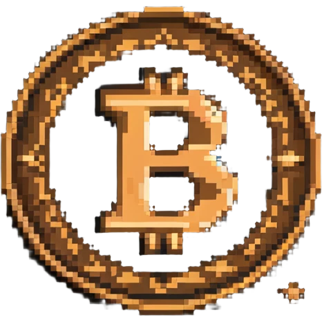 A bronze coin with S.R symbols in the middle, pixelated style emoji