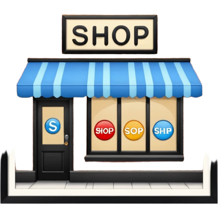shop with the word shop in the sign emoji
