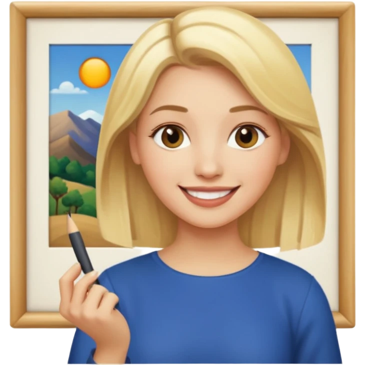 Women with blonde hair teaching art emoji