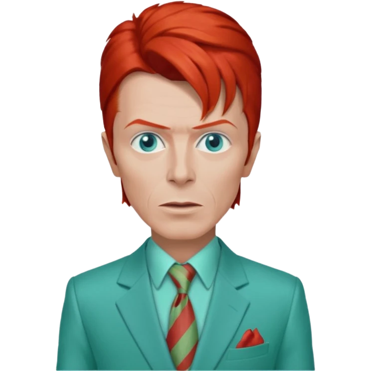 David Bowie with Blue  eyes, red hair, seafoam green suit emoji
