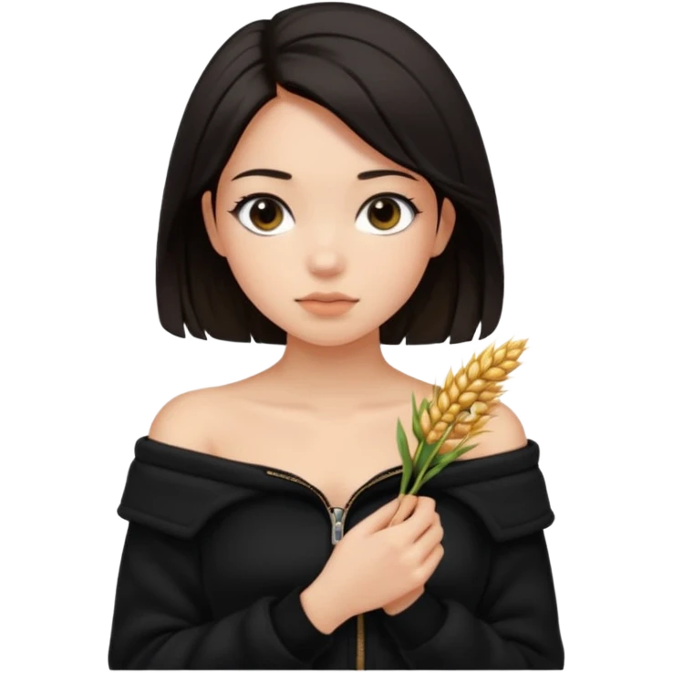  Siyah uzun saçlı ceket giyen esmerimsi kız fazla esmer değil siyah ceket  polar ceket ceket gevşek biraz omzundan çıkıyormuş gibi ve bugday ten rengi soltaraftaki omzundan çıkık sadece içinde de siyah crop var crop omzundan bağlı ve sadece sol omzundan gevşek ceket  emoji