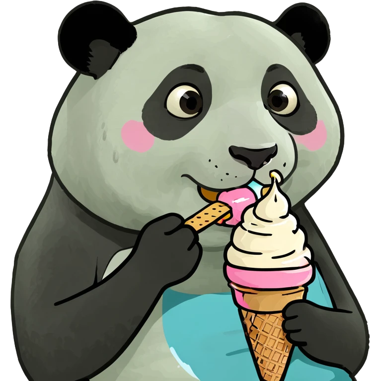 Panda eating ice cream emoji