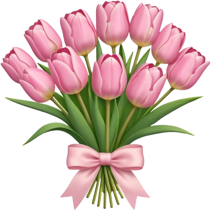 light pink tulip bouquet with light pink bow emoji
