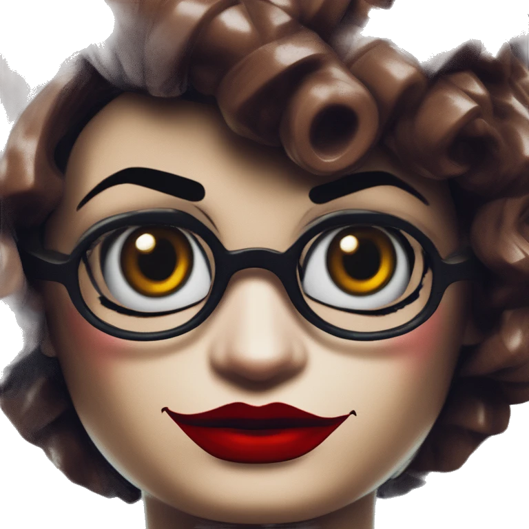Harry Potter Lego in Harley Quinn style, oil paint, mysterious eyes, intricate lips, masterpiece portrait, odd perspective, beautiful, desirable, logical emoji