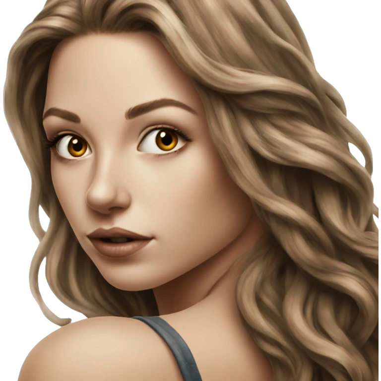 Hyperrealistic beautiful white girl tattoo with long brown hair  emoji