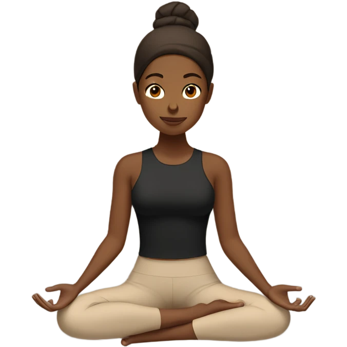 meditation girl wearing black active wear tan and brown shair emoji
