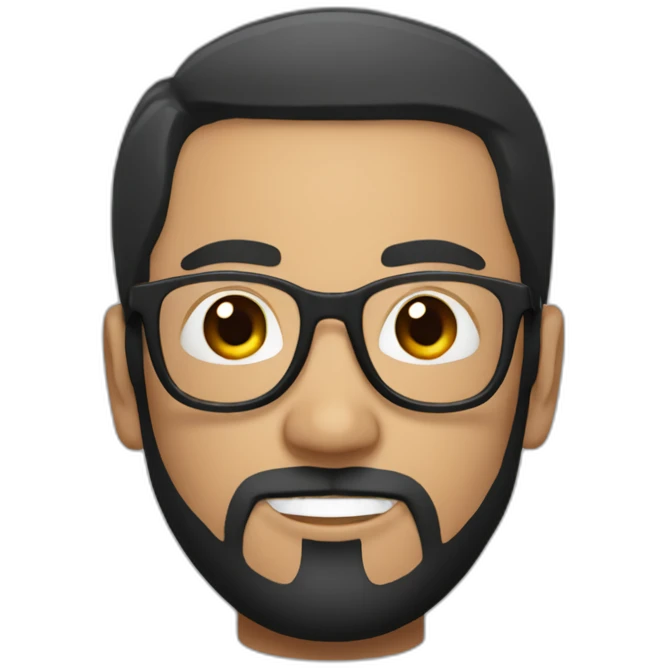 chilean man with short straight black hair and black beard and round white glasses emoji