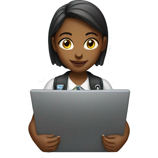 a schoolgirl on a laptop emoji