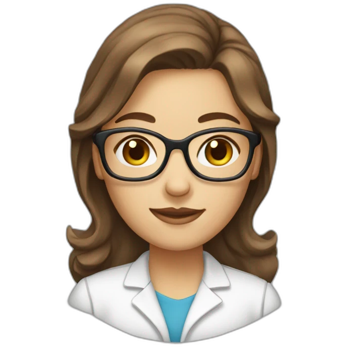 chemist female brown hair light skin with glasses emoji