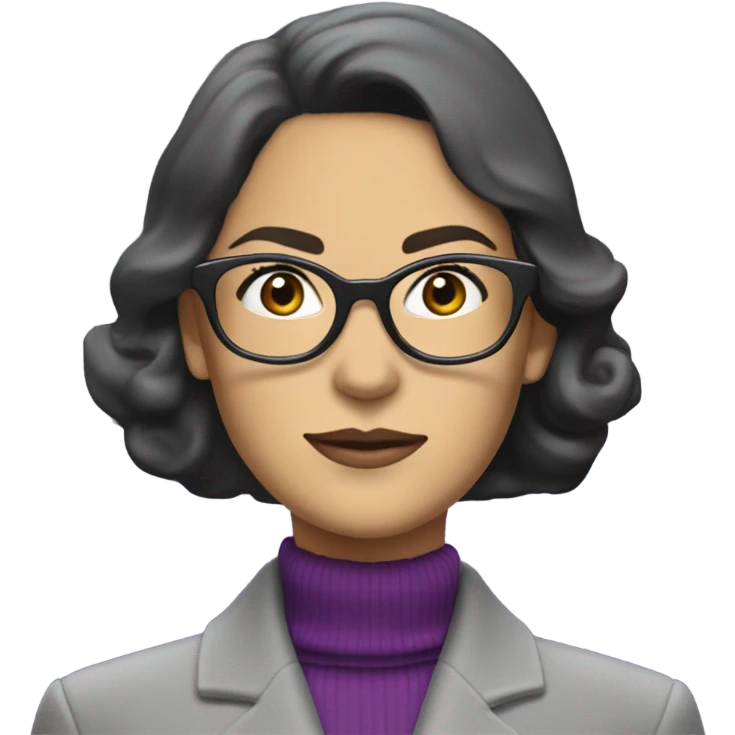 70’s Tv show Diana Prince wearing grey suit with purple turtleneck and eyeglasses  emoji