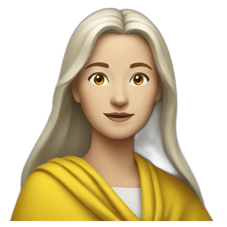 a white woman in a yellow shawl in full growth emoji