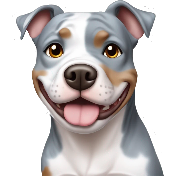 Blue merle pitbull with 1 blue and 1 brown eyes emoji