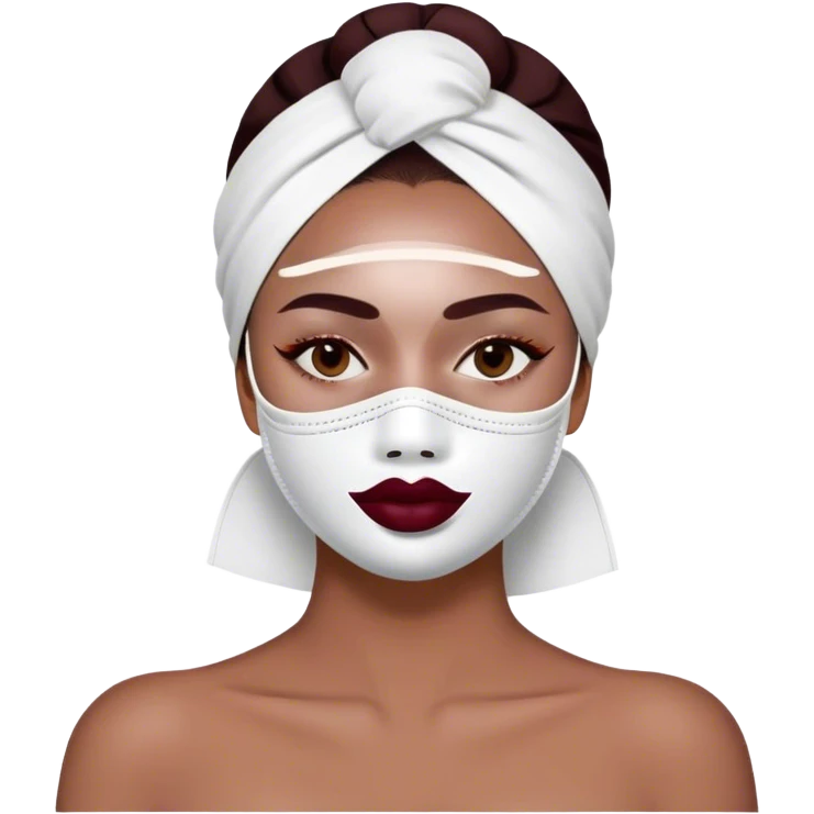 Lady with face mask spa beauty full face relaxing Burgundy emoji