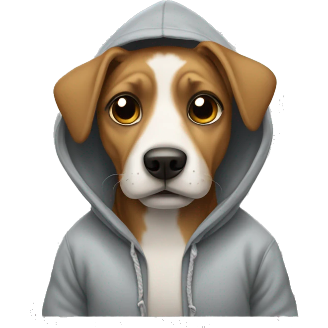 A dog wearing a hoodie  emoji