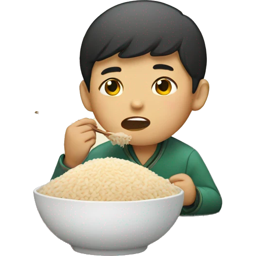 chinese boy eating rice  emoji