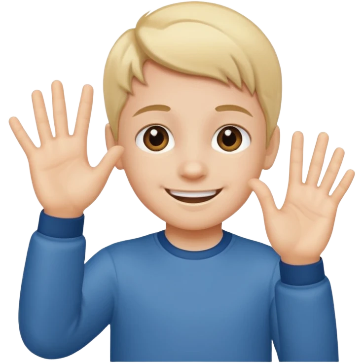 Kid doing 67 hand thing emoji