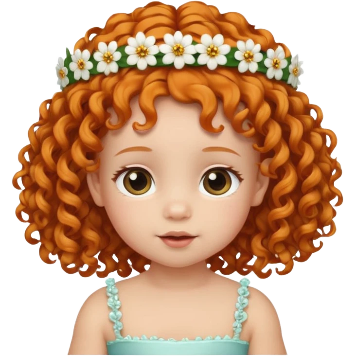 baby with flbig ower tiara ginger curly hair emoji