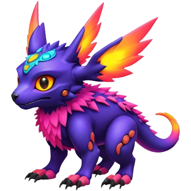 futuristic lush warm-colored modern colorful neon-colored Fakémon-Digimon-Trico-Vernid-creature emoji