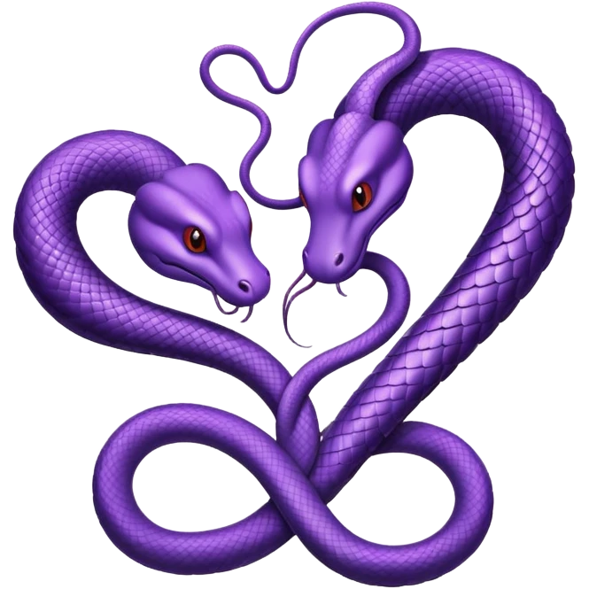 Two purple snakes making a heart emoji