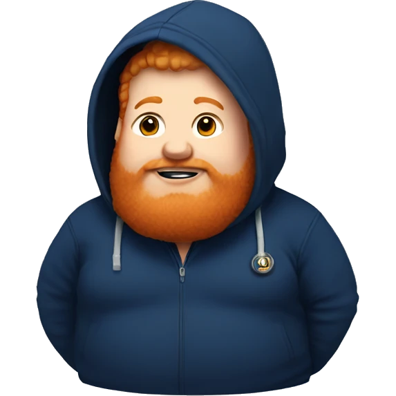 Fat ginger with a head set and a navy blue hoodie  emoji