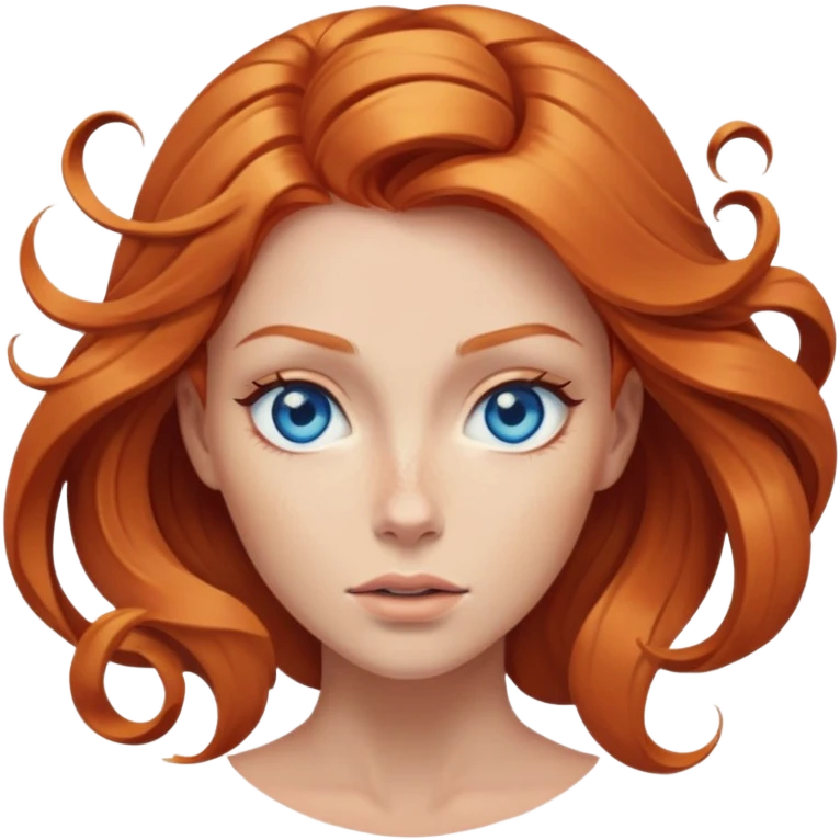 scream female ginger hair blue eyes middle of face turning in to a black swirling vortex emoji