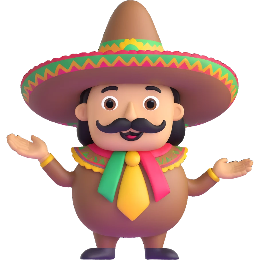 funny Mexican character with a mustache and sombrero emoji