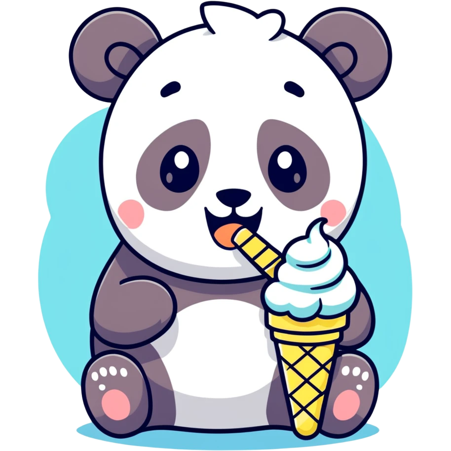 Panda eating ice cream emoji