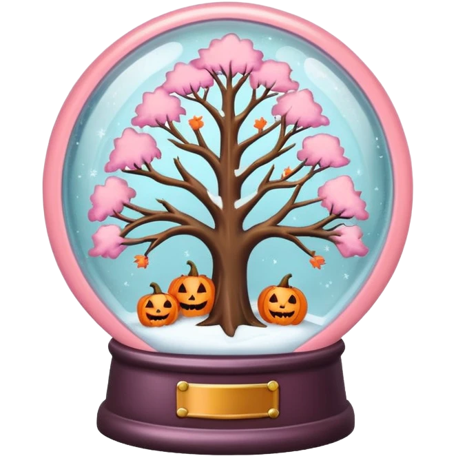 pastel pink orange halloween  tree  globe emoji