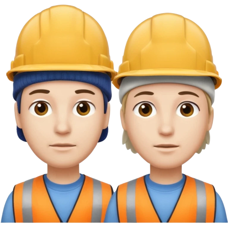 one person with two heads joined at the neck. One head wears a construction cap, the other a woolen beanie. emoji