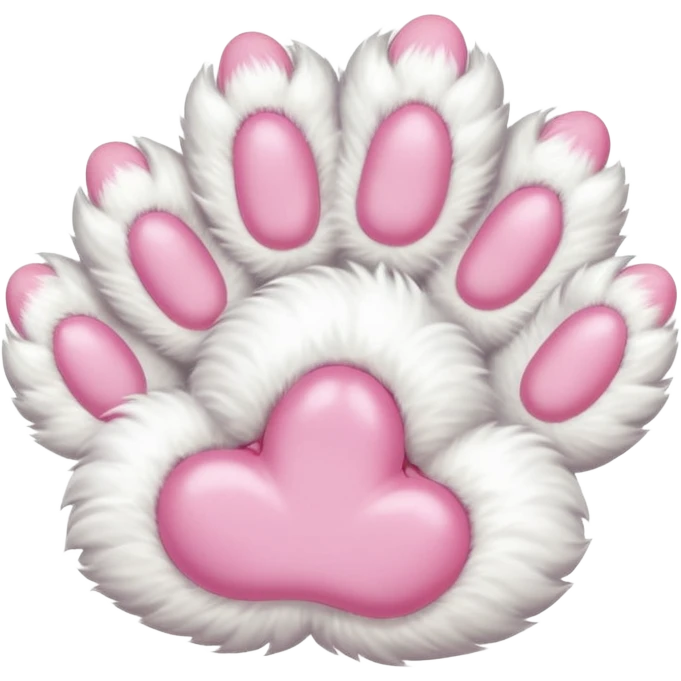 Fluffy white cat paw with six toes emoji