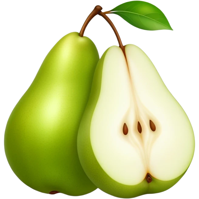 Green pear cut in half front only emoji
