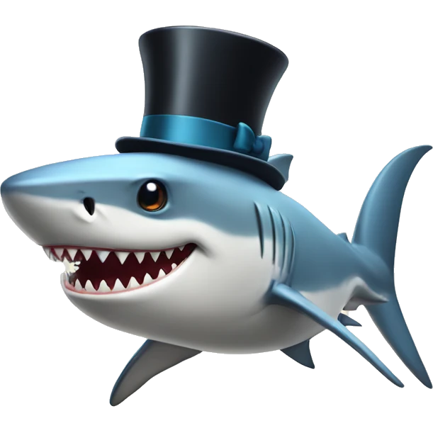 Shark with a top hat emoji