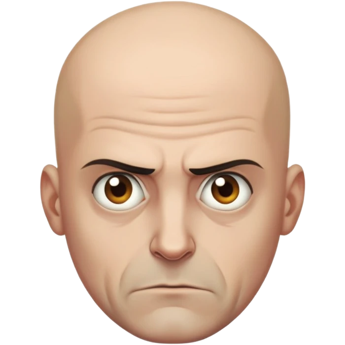 Steven Miller, bald, very grim and stern expression emoji