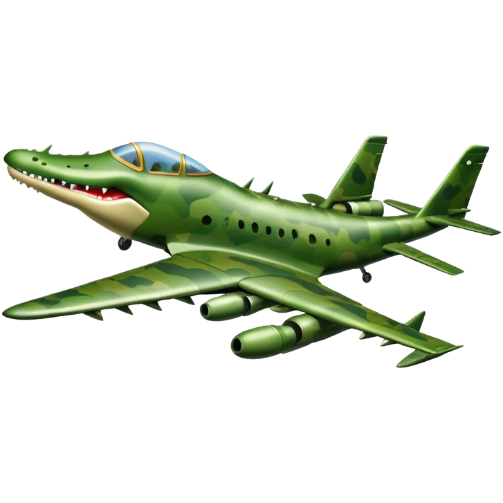 military airplane with a crocodile head dropping bombs emoji